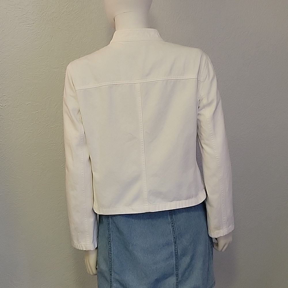 VTG Jones New York Country White Denim Jean Jacket Petite 12 - Picture 8 of 12